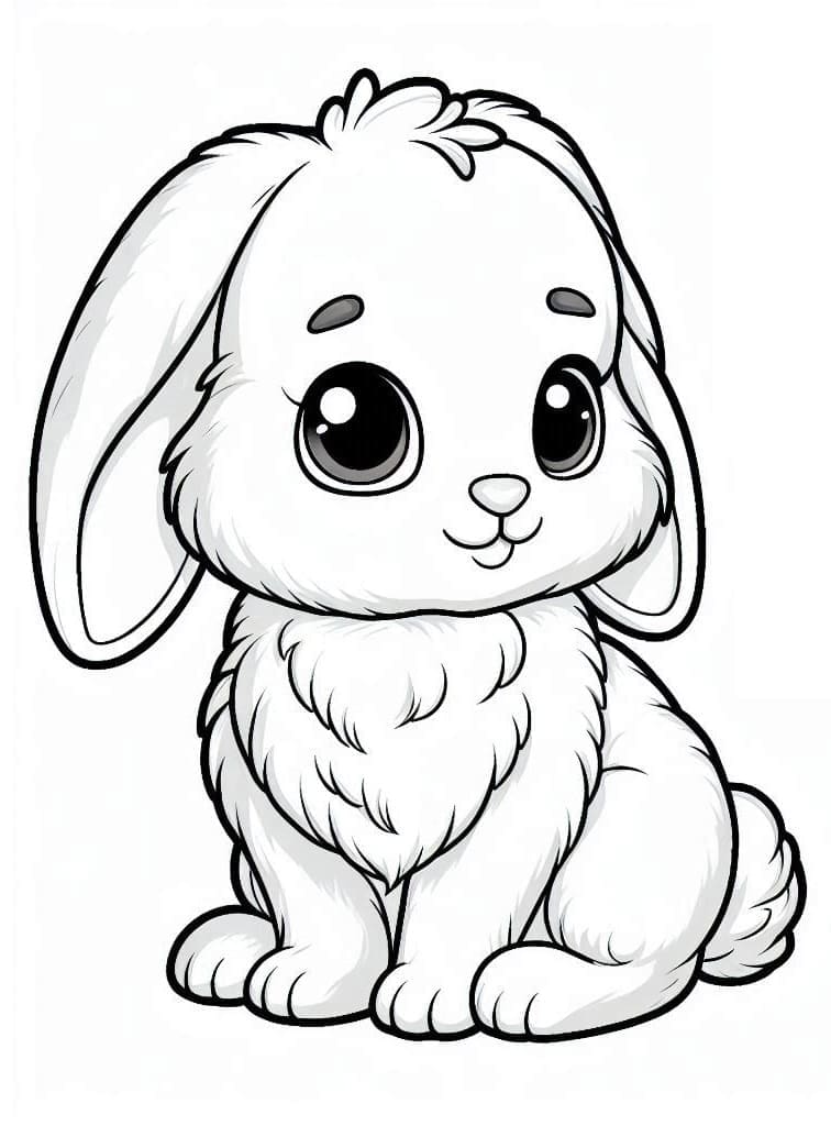 Desenho de um Coelho Fofo para Colorir e Pintar