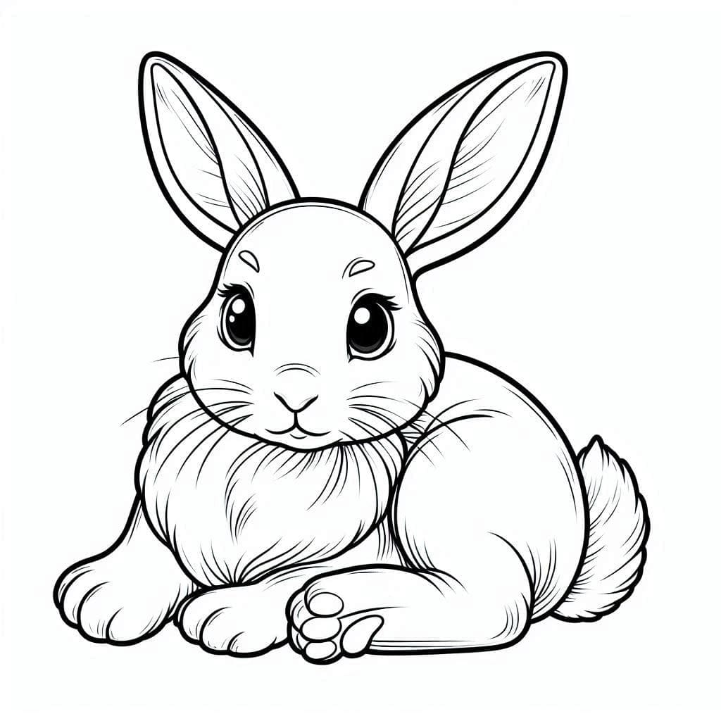 Desenho de um Coelho Muito Lindo para Colorir e Pintar
