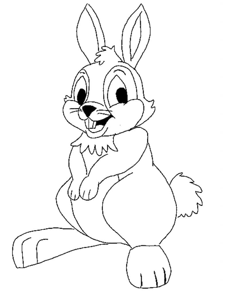 Desenho de um Coelho de Desenho Animado para Colorir e Pintar