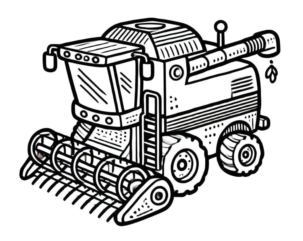 Desenho de Imagem de Colheitadeira para Colorir