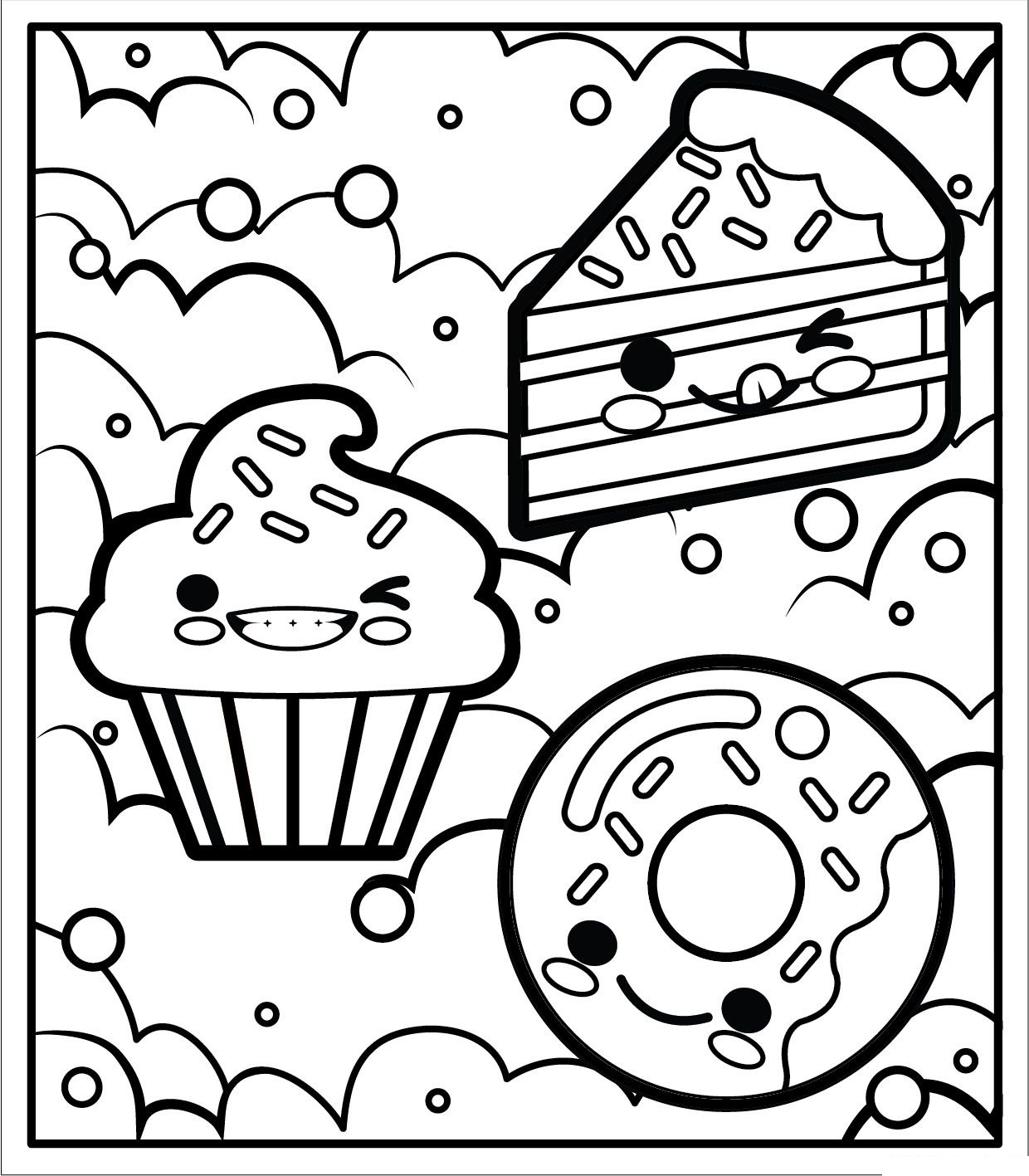 Desenho de Comida Detalhada para Colorir Pdf e Pintar