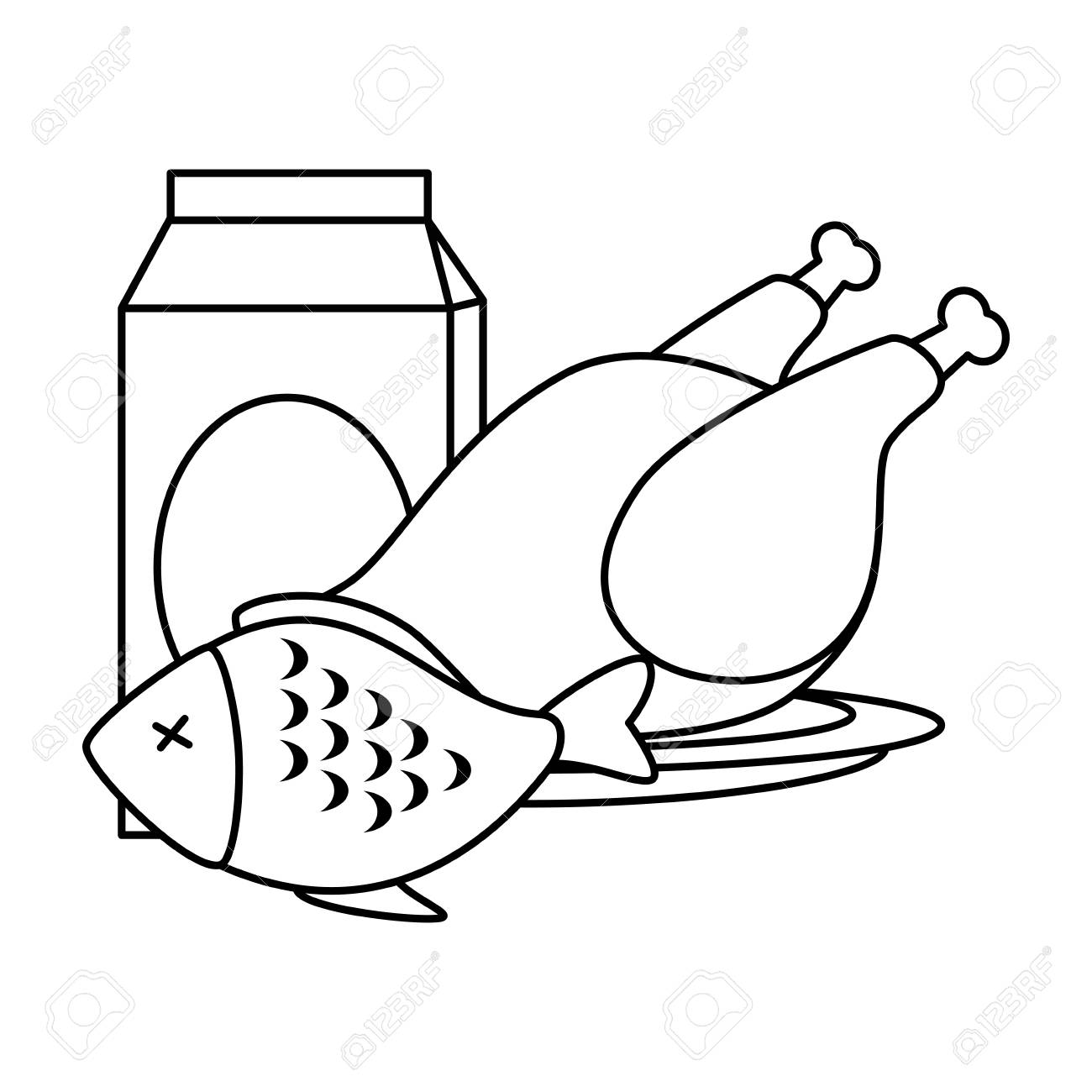 Desenho de Comida no Prato para Imprimir e Pintar