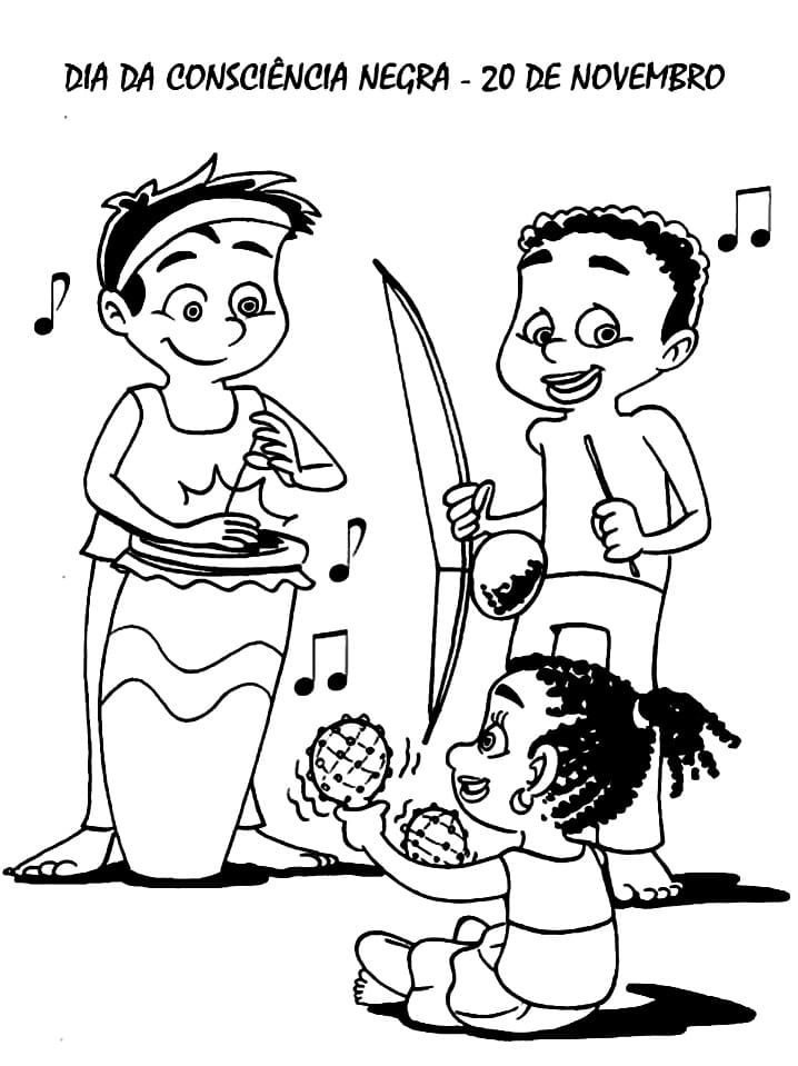 Desenho de Consciência Negra Download Pdf para Colorir e Pintar