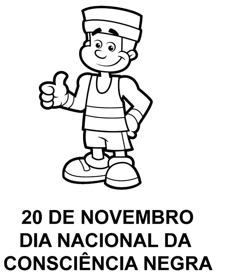 Desenho de Consciência Negra Grátis para Imprimir e Colorir e Pintar