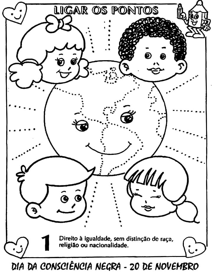 Desenho de Consciência Negra para Imprimir Pdf Grátis e Pintar