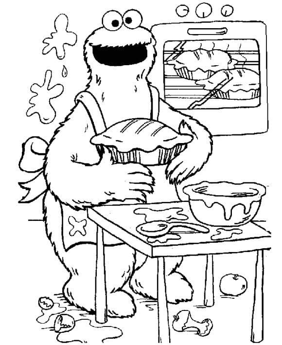Desenho de Cookie Monster Bonito para Colorir Pdf e Pintar