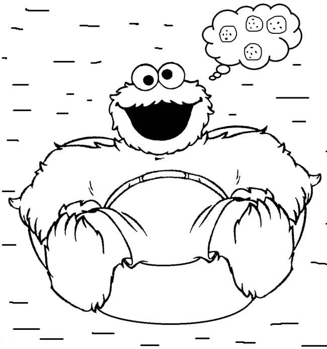 Desenho de Cookie Monster Detalhado para Colorir Pdf e Pintar