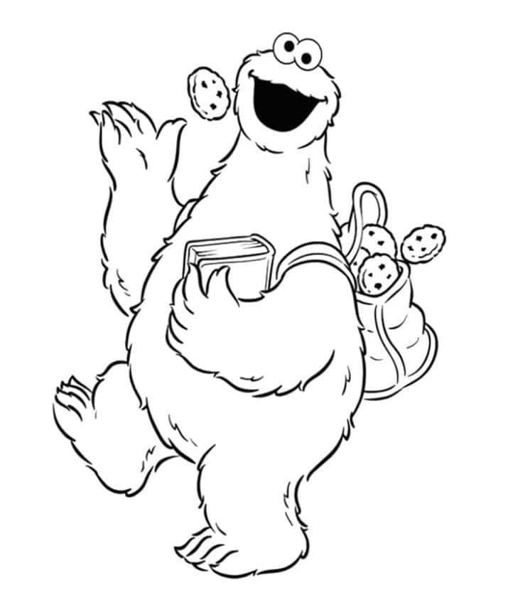 Desenho de Cookie Monster Fofo para Colorir Pdf e Pintar