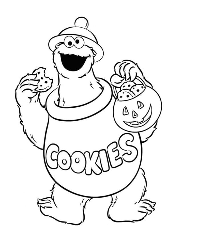 Desenho de Cookie Monster Grande para Colorir Pdf e Pintar