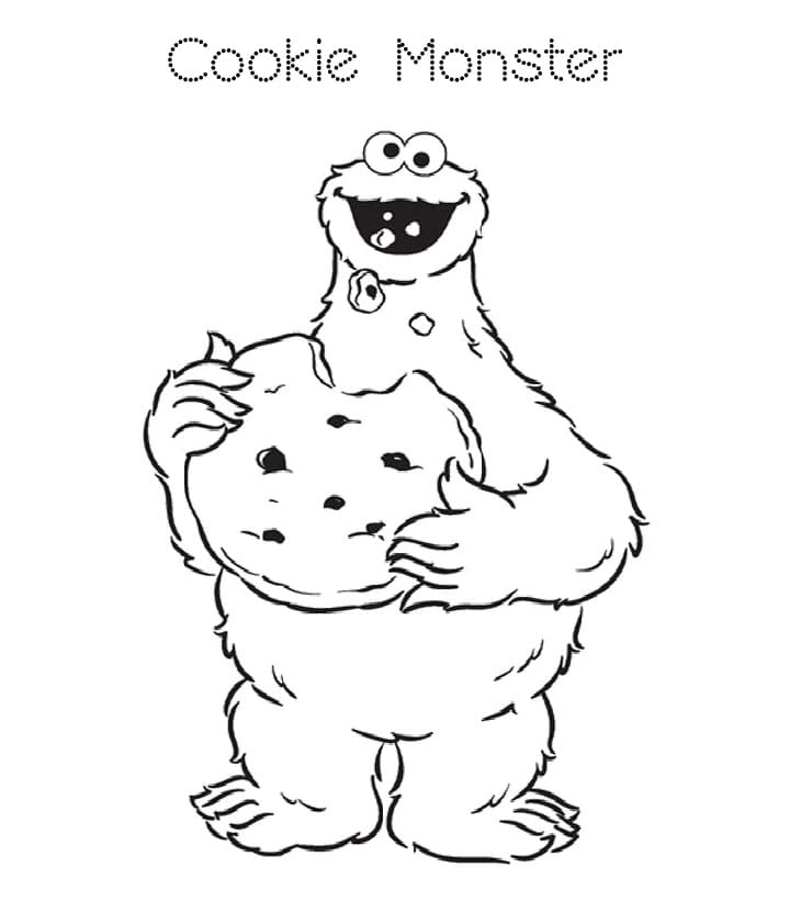 Desenho de Cookie Monster para Pintar Giz de Cera