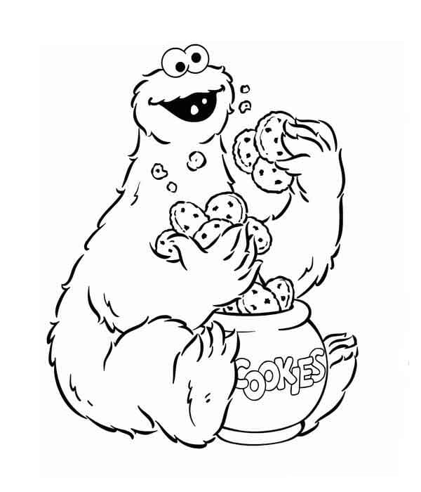 Desenho de Cookie Monster Realista para Colorir e Pintar