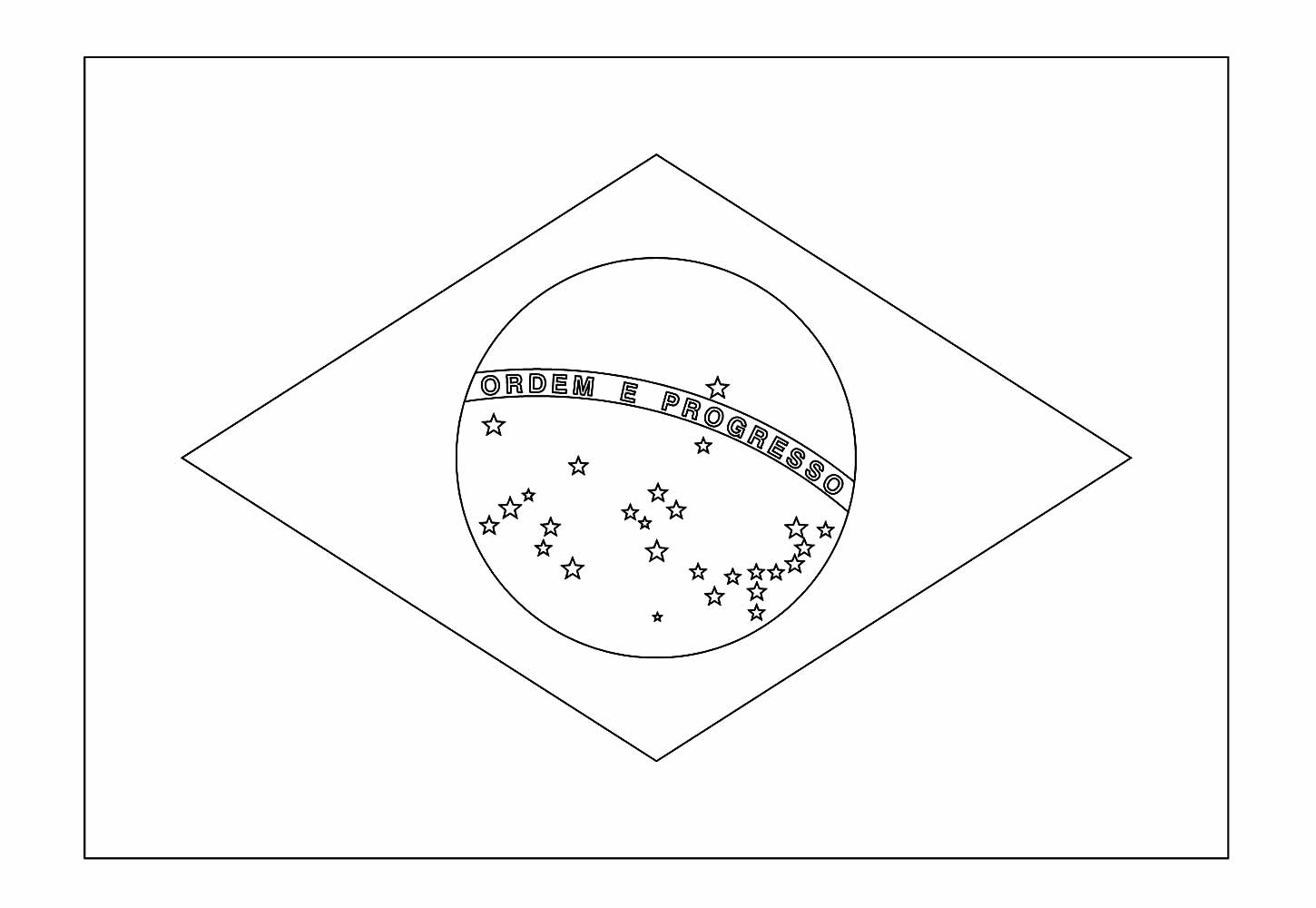 Desenho da Copa do Mundo Bandeira do Brasil para Colorir e Pintar
