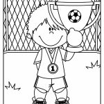 Desenho da Copa do Mundo Criança Segurando Trofeu para Colorir 150×150