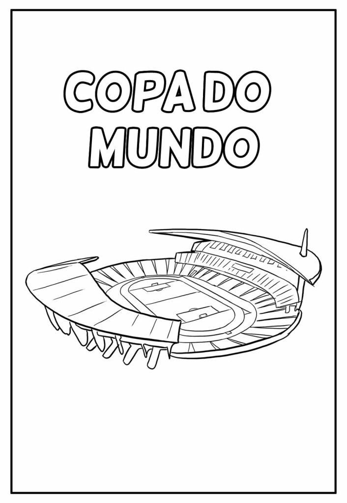 Desenho da Copa do Mundo Estádio de Futebol para Colorir 706×1024