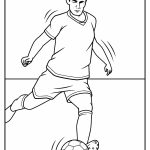 Desenho da Copa do Mundo Jogador Chutando Bola para Colorir 150×150