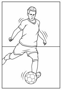 Desenho da Copa do Mundo Jogador Chutando Bola para Colorir 207×300