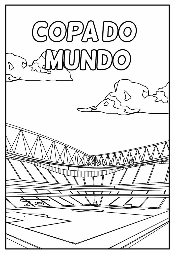 Desenho em Pdf Estádio da Copa do Mundo para Colorir 706×1024
