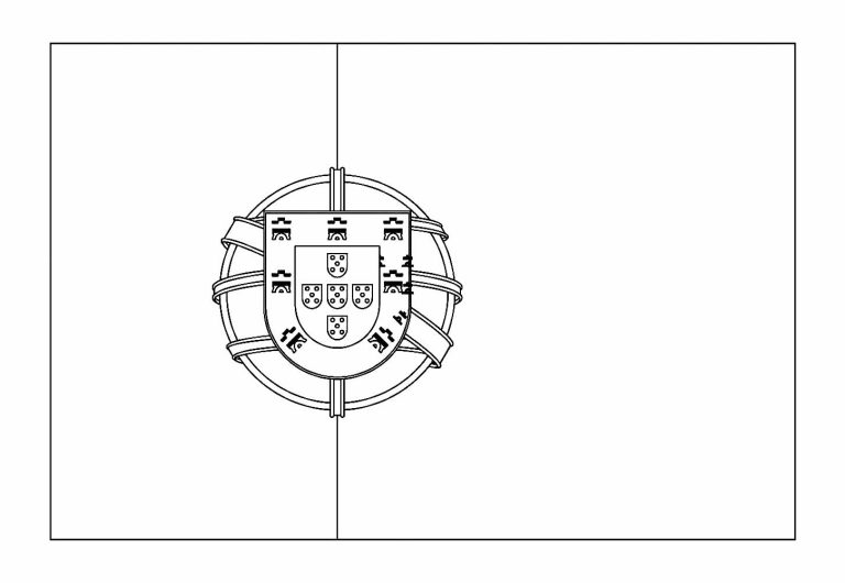 Desenho Imprimivel Bandeira de Portugal da Copa do Mundo para Colorir 768×530
