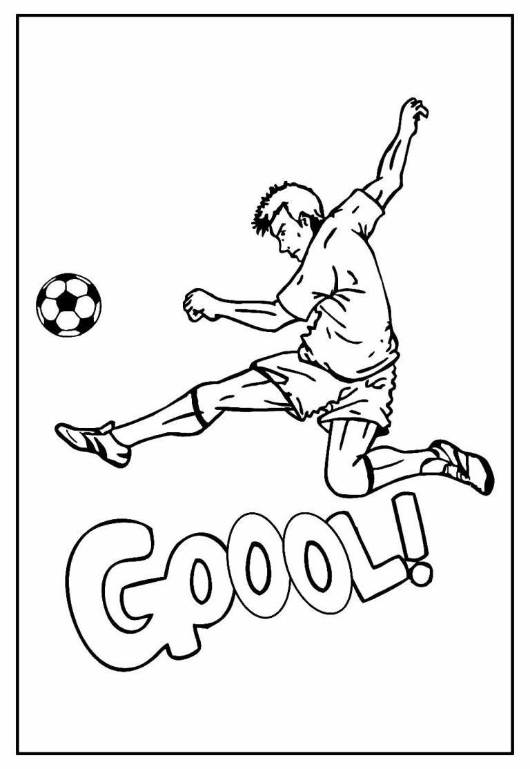 Desenho Jogador Fazendo Gol na Copa do Mundo para Colorir 768×1114