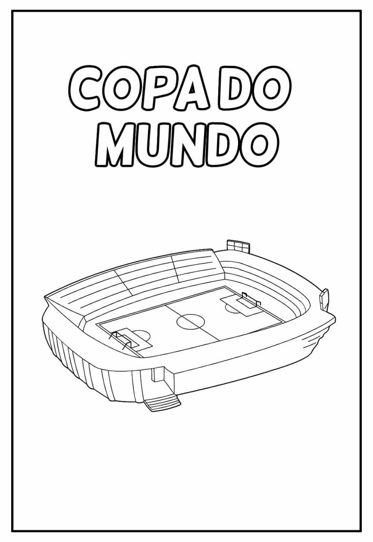 Desenho Simples de Estádio da Copa do Mundo para Colorir Grátis 768×1114