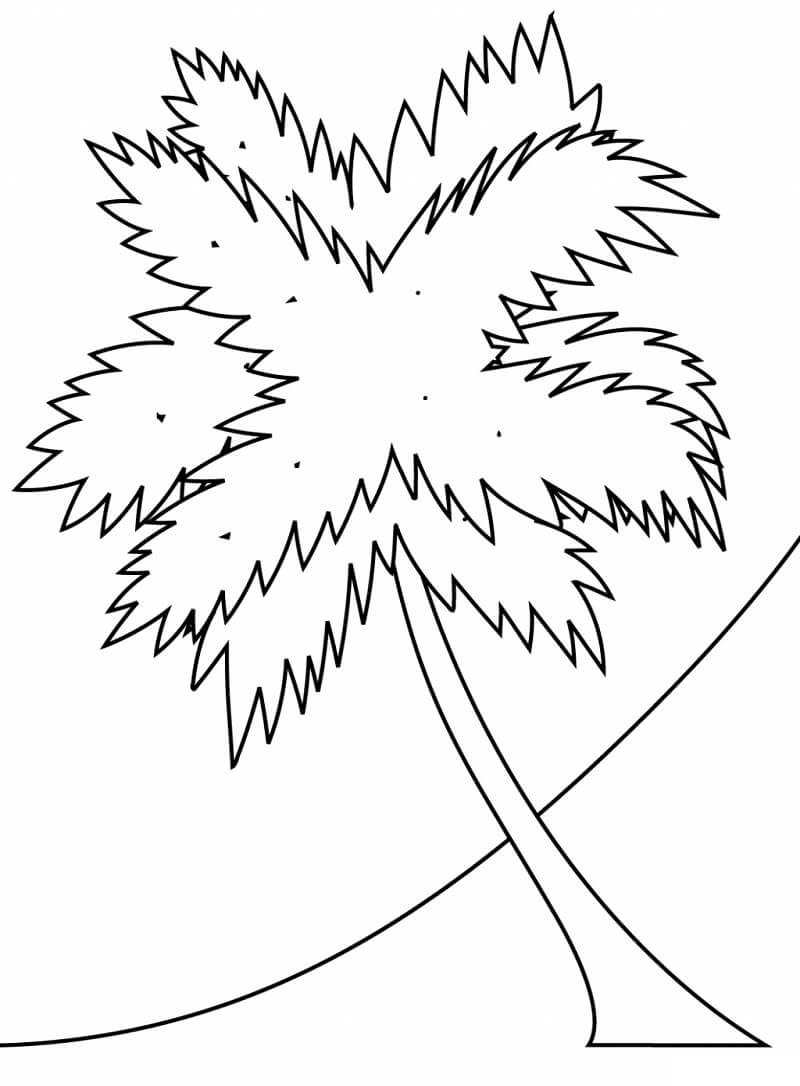 Desenho de Coqueiro com Sol Imprimivel Download e Pintar