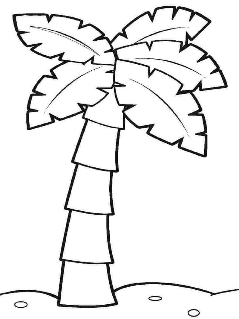 Desenho de Coqueiro Engraçado para Pintar Giz de Cera