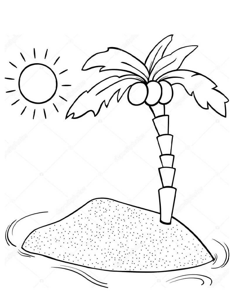 Desenho de Coqueiro para Imprimir Lápis de Cor e Pintar