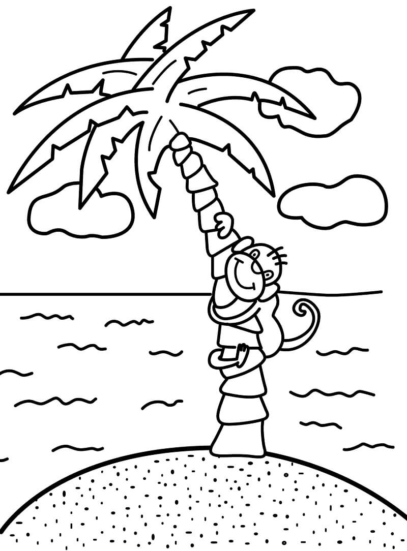 Desenho de Coqueiro para Pintar Giz de Cera