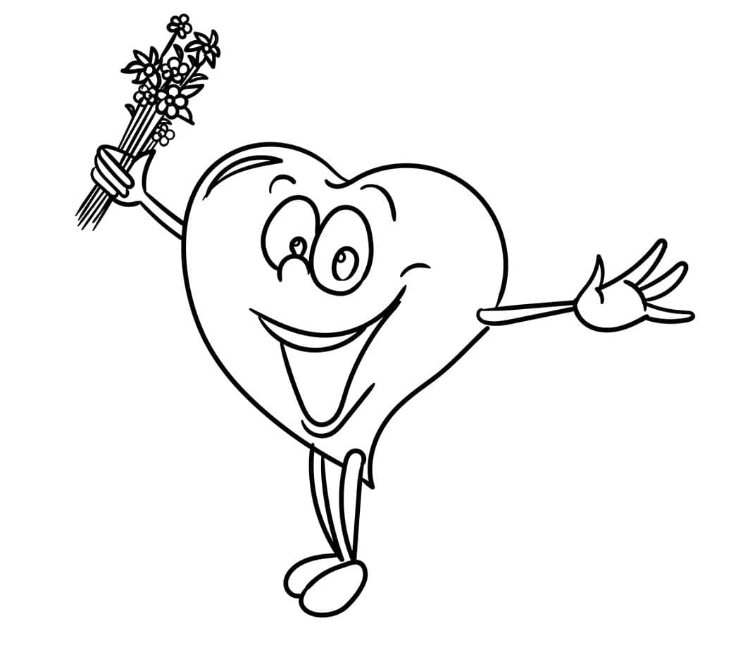 Desenho de Coração Muito Feliz para Colorir e Pintar
