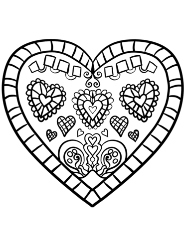 Decorated Heart Coloring Page e Pintar