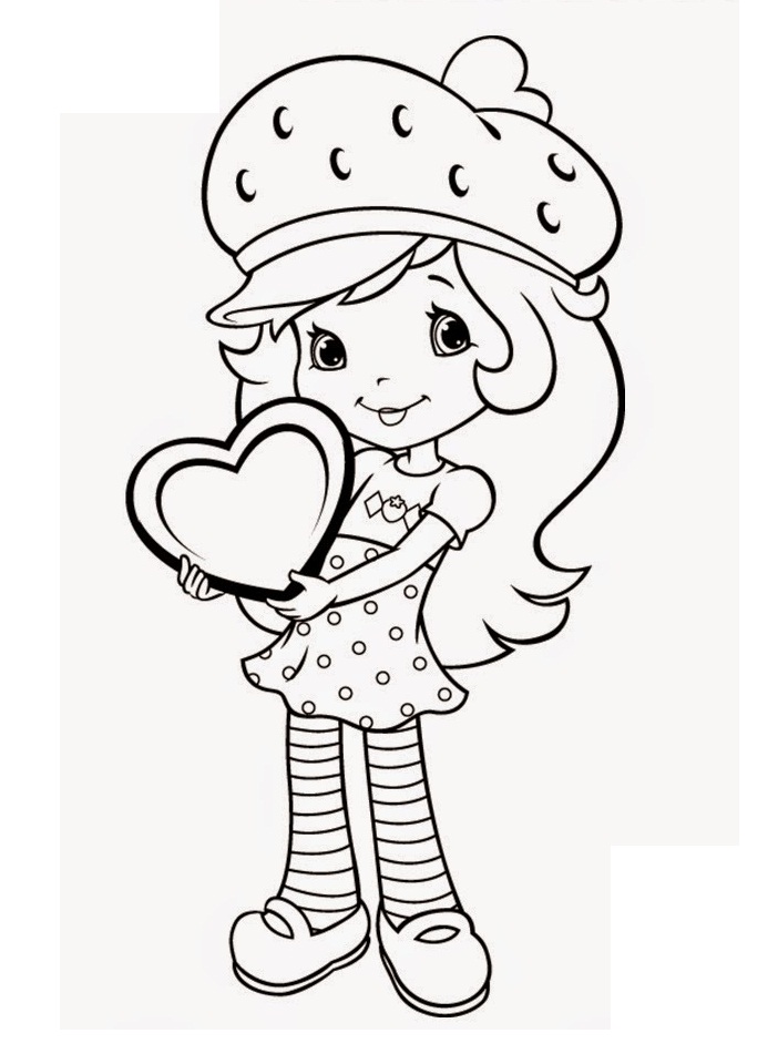 Desenho da Moranguinho Segurando Coração para Pintar Grátis