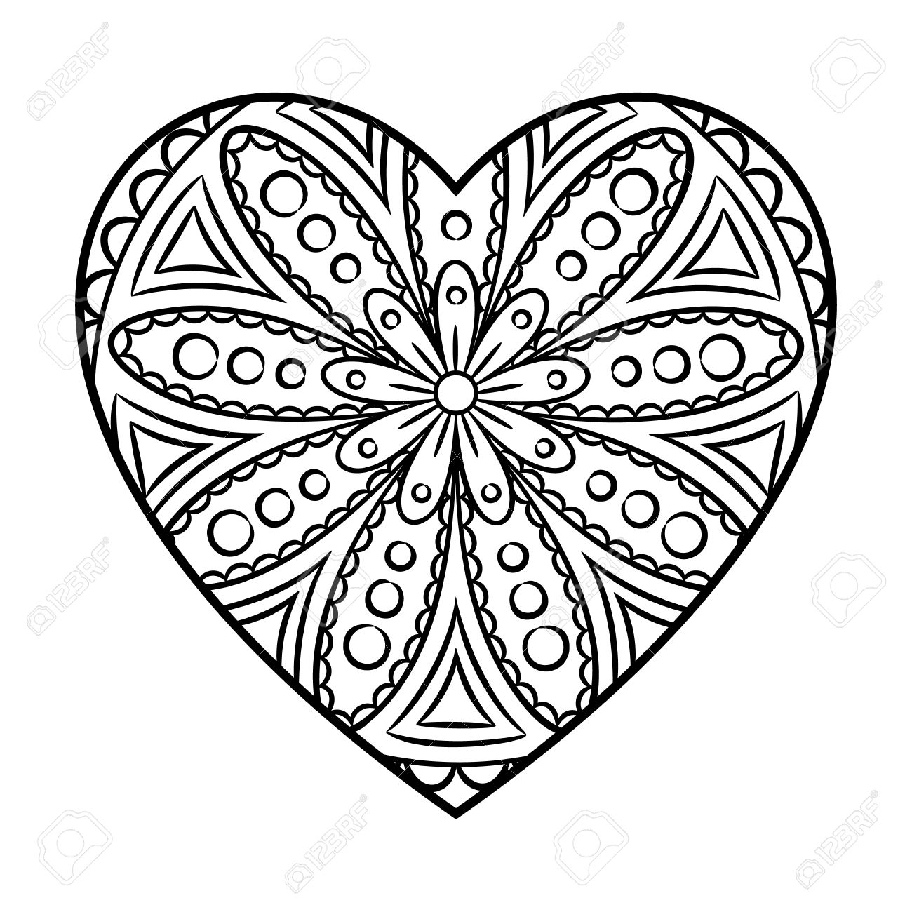 Heart Mandala A4 e Pintar
