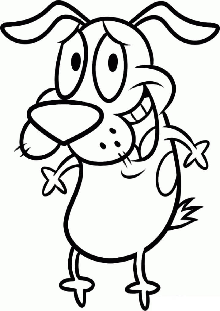 Desenho de Coragem o Cão Covarde Assustado para Imprimir e Pintar