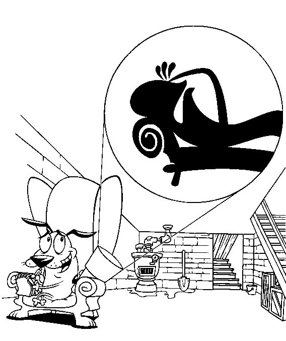 Desenho de Coragem o Cão Covarde com Muriel para Colorir e Pintar