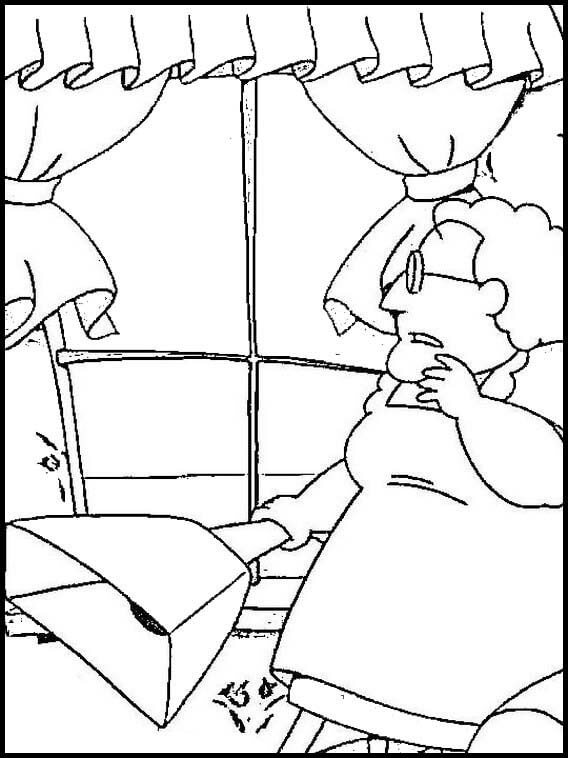 Desenho de Muriel Bagge Limpando a Casa para Colorir e Pintar