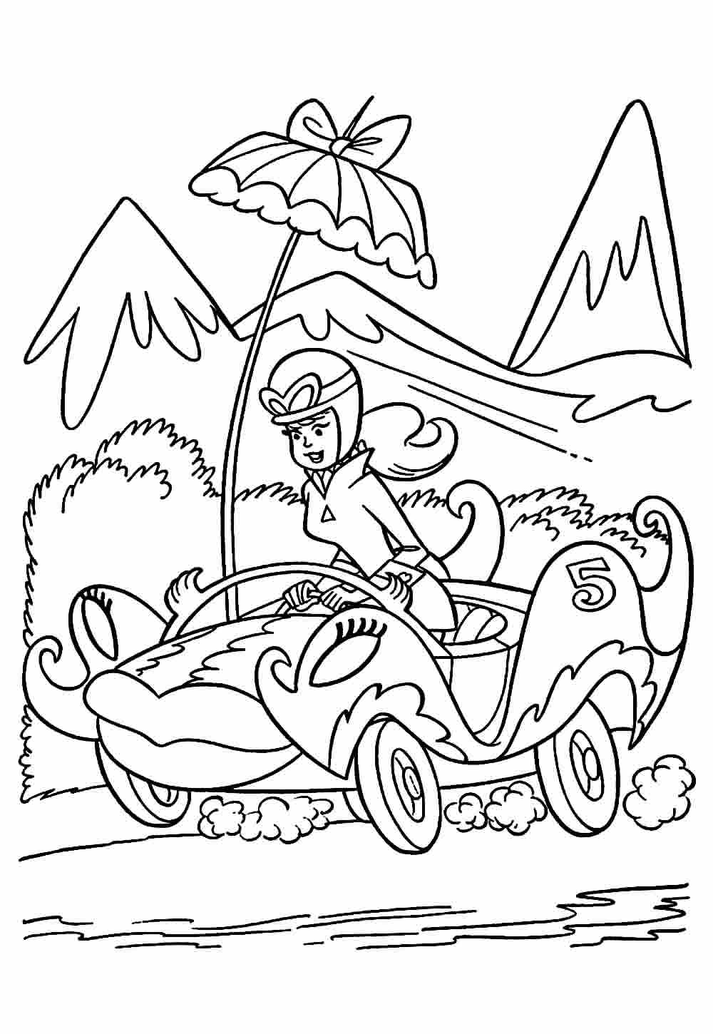 Desenho de Corrida Maluca Infantil para Imprimir e Pintar