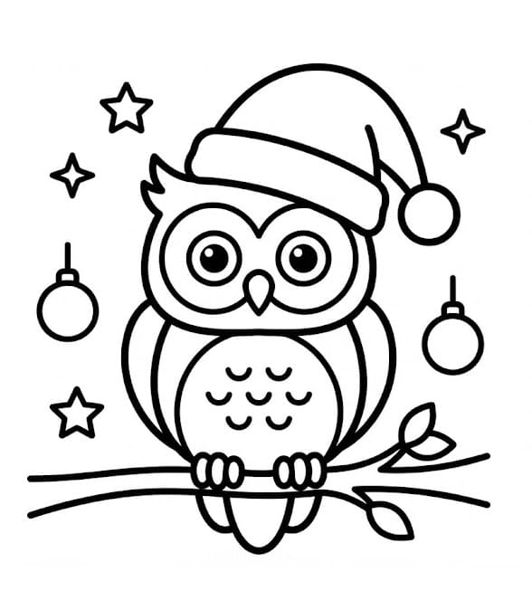 Desenho de Coruja de Natal para Crianças de 5 Anos para Colorir