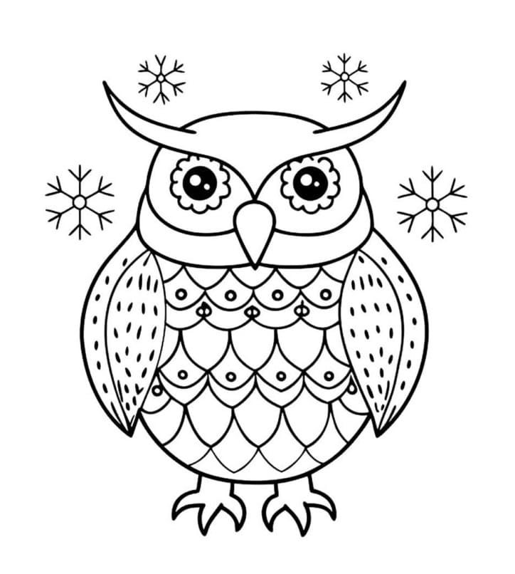Desenho Grátis de Coruja de Natal Imprimivel para Colorir