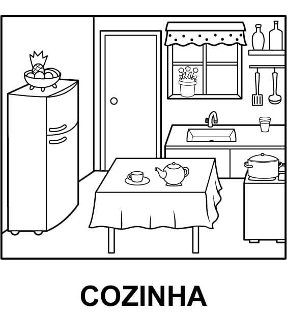 Desenho de Cozinhá Imprimivel Download e Pintar
