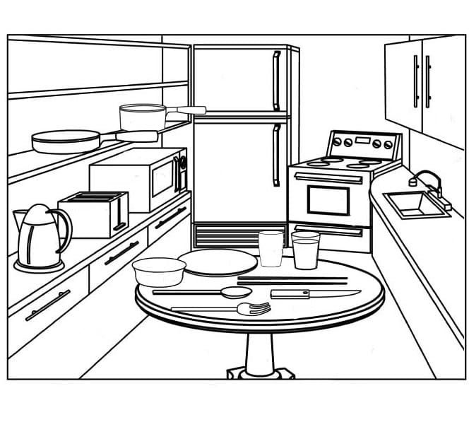 Desenho de Cozinhá para Colorir Pdf e Pintar