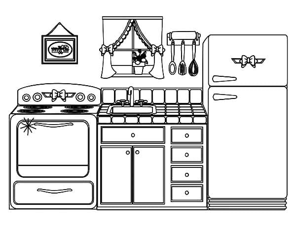 Desenho de Cozinhá para Imprimir Lápis de Cor e Pintar