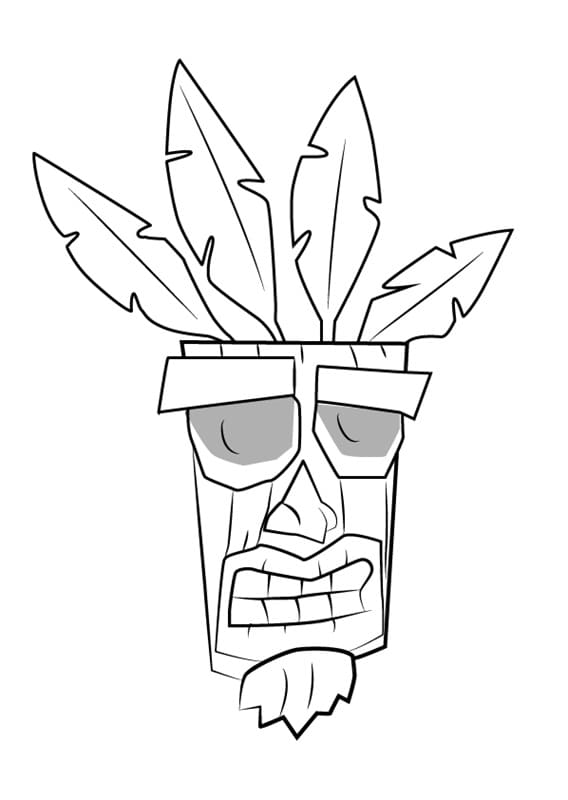 Desenho de Aku Aku Crash Bandicoot para Colorir e Pintar