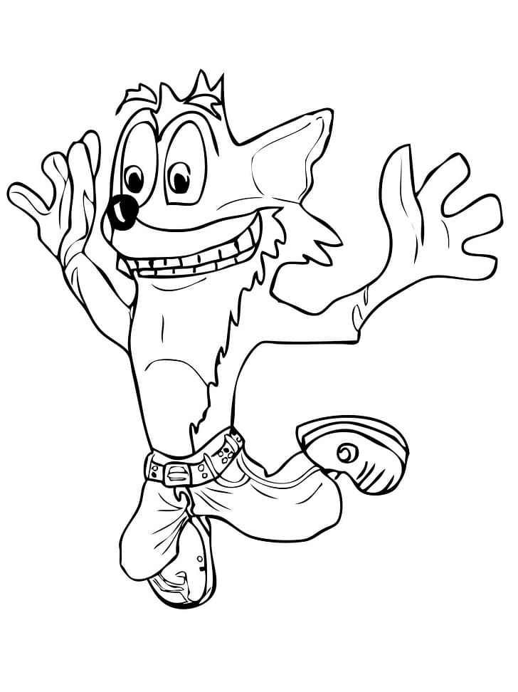 Desenho de Jogo Crash Bandicoot para Colorir e Pintar