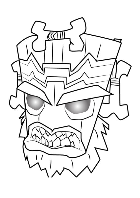 Desenho de Uka Uka Crash Bandicoot para Colorir e Pintar