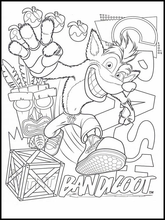 Desenho do Jogo Crash Bandicoot para Colorir e Pintar