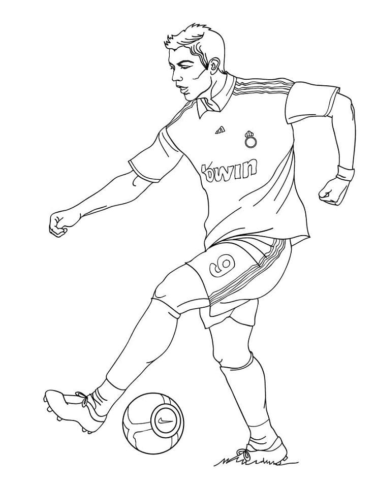 Desenho Cristiano Ronaldo Driblando para Colorear e Pintar