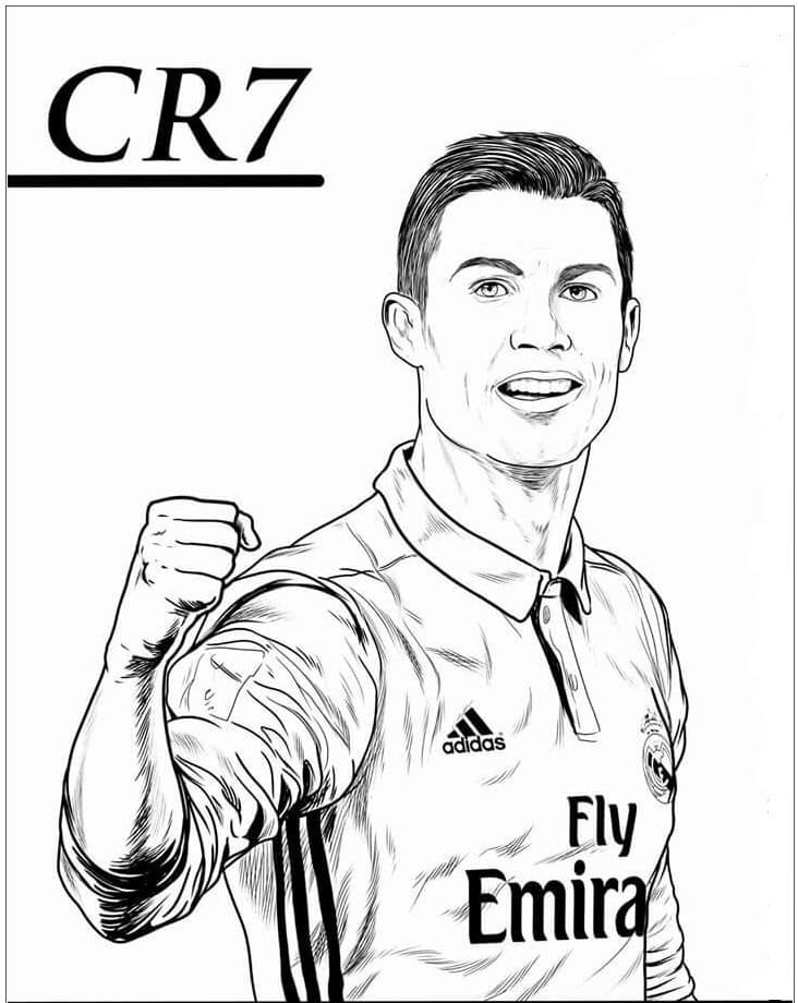Desenho de Cristiano Ronaldo Chutando para Colorir e Pintar