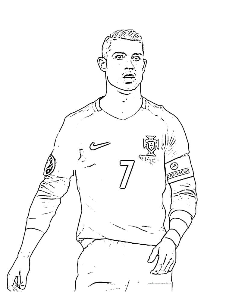 Desenho de Cristiano Ronaldo Colorido para Colorir Pdf e Pintar