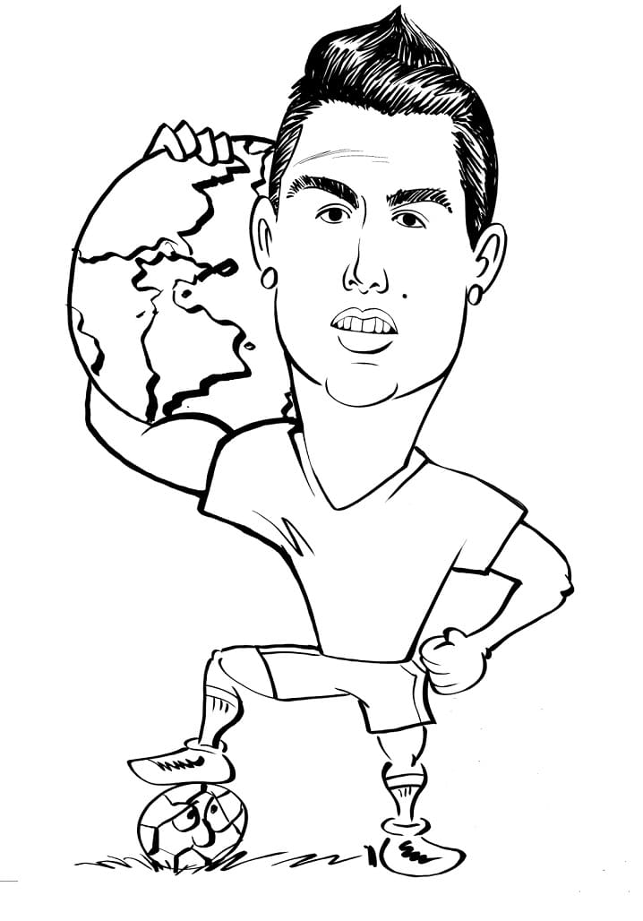 Desenho de Cristiano Ronaldo com Bola para Imprimir e Pintar