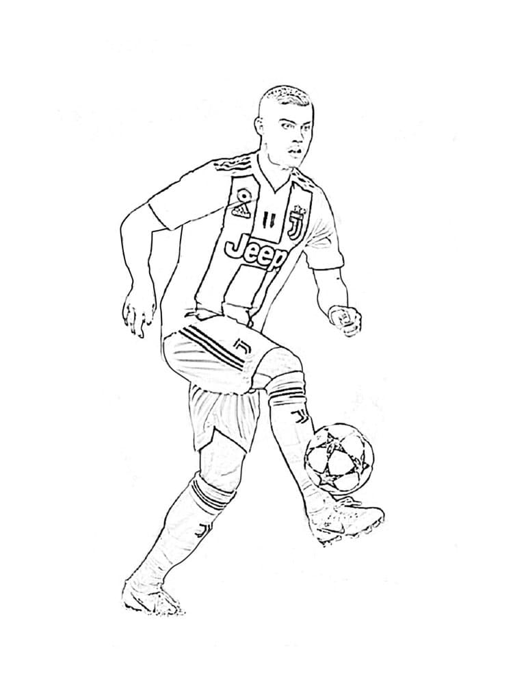 Desenho de Cristiano Ronaldo com Seleção para Colorir e Pintar